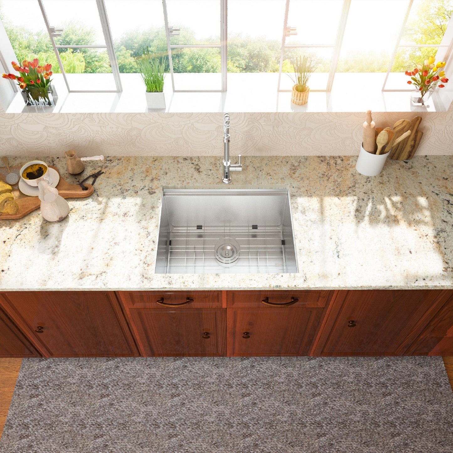Lordear 23" Stainless Steel Undermount Brushed Single Bowl Workstation Kitchen Sink  from Lordear