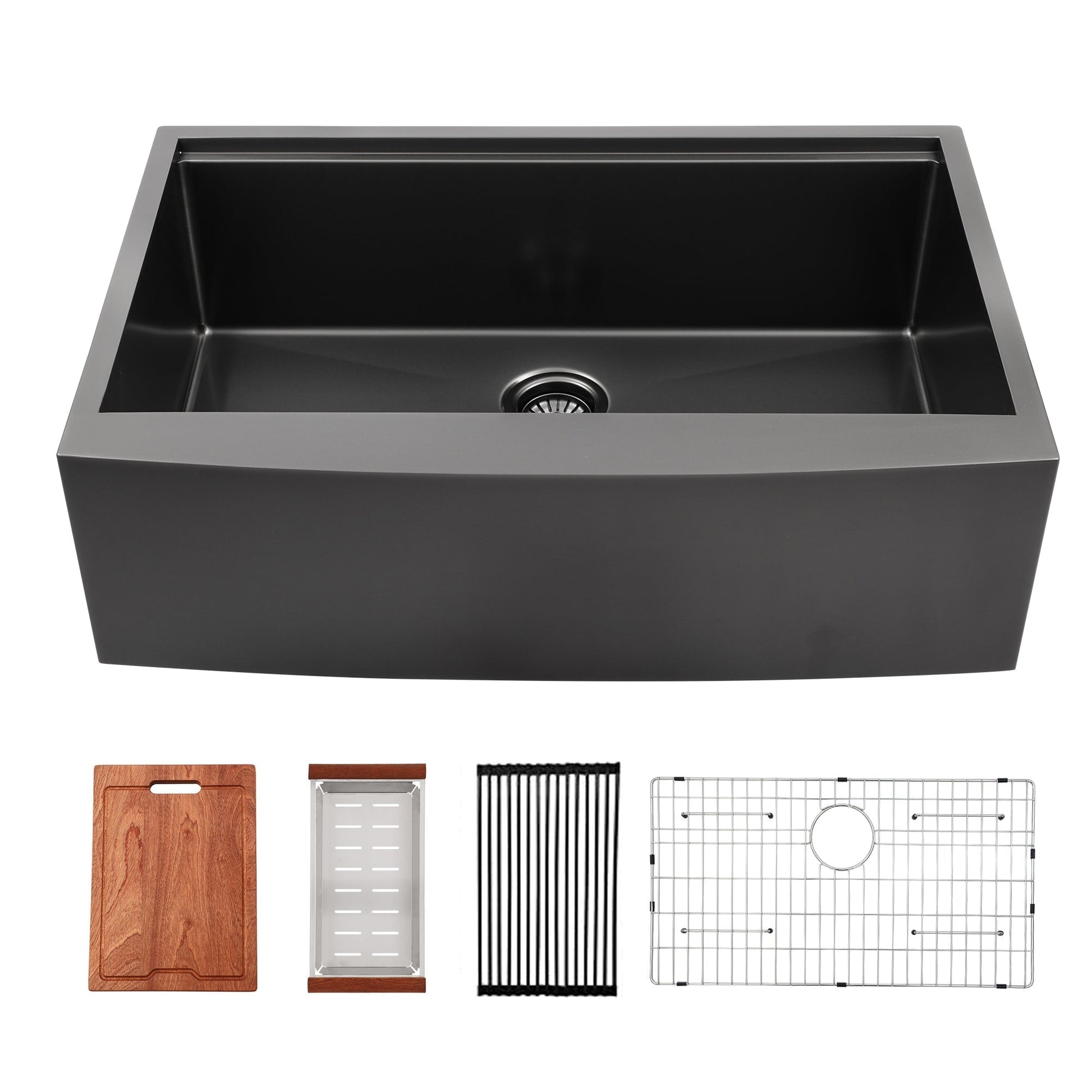 Lordear 33" x 22" Stainless Steel Black Farmhouse Workstation Kitchen Sink  from Lordear