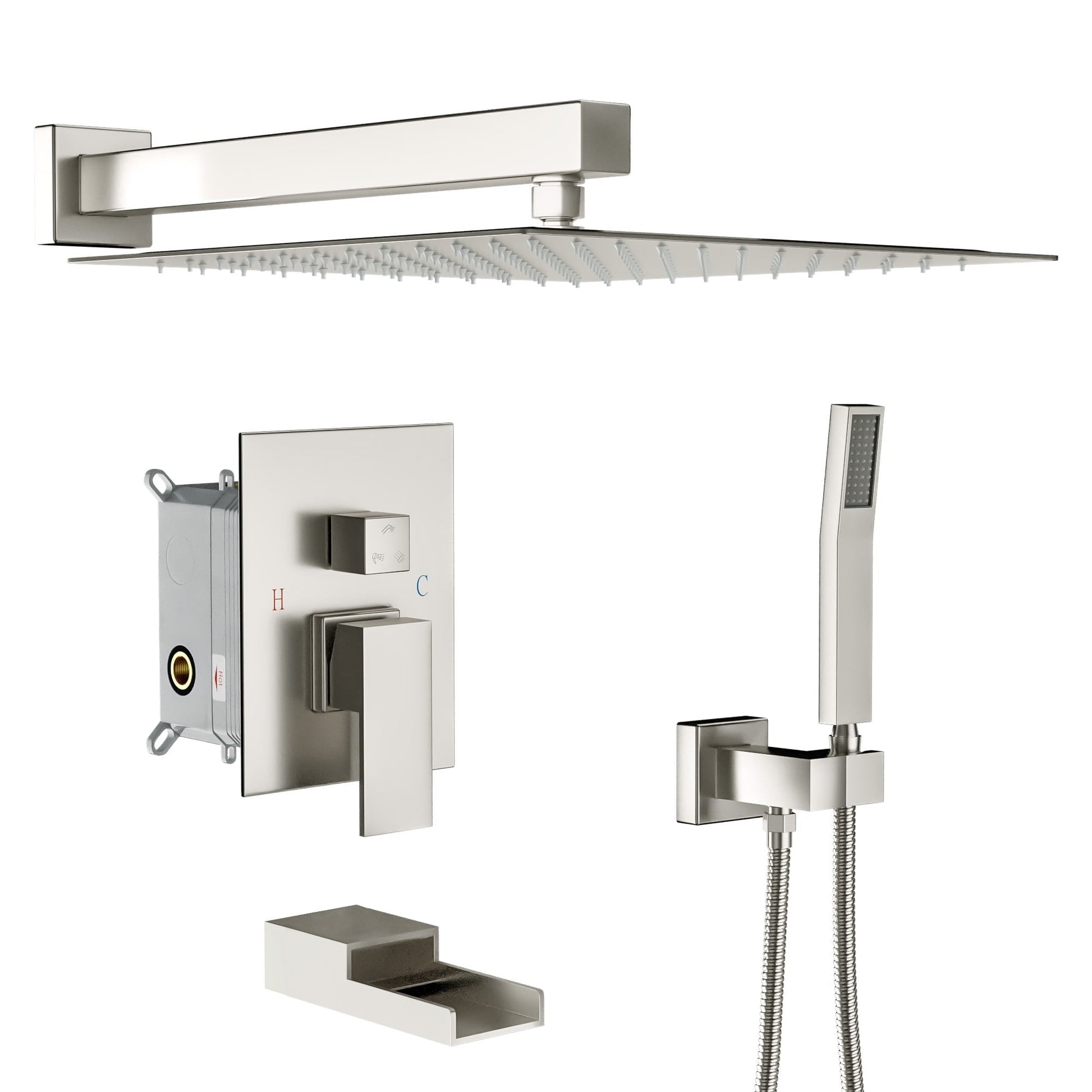 Lordear 10 inch Brushed Nickel Rain Shower Head System with Faucet  from Lordear