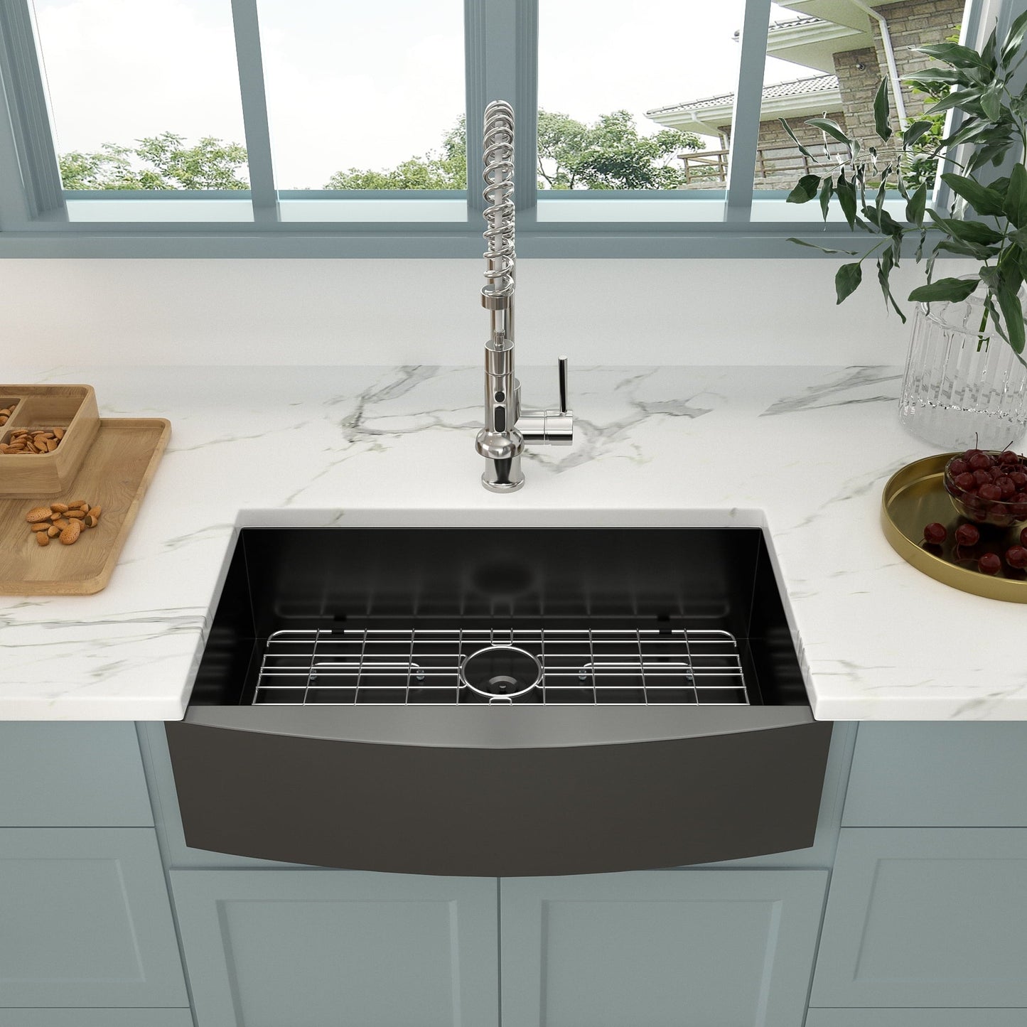 Lordear 30" x 20" Stainless Steel Black Single Bowl Farmhouse Kitchen Sink  from Lordear