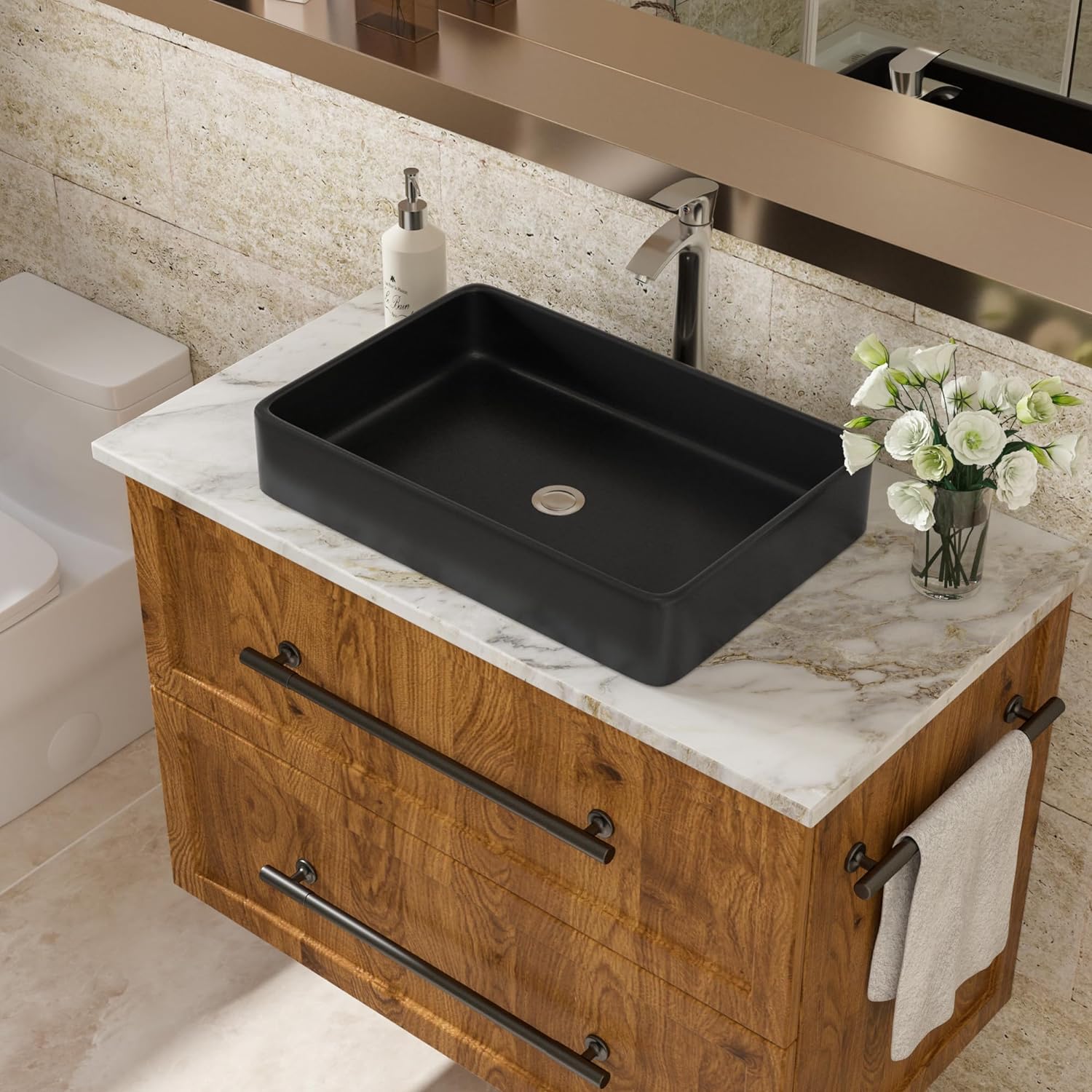 Lordear Ceramic Drop-in Rectangle Vessel Bathroom Sink  from Lordear