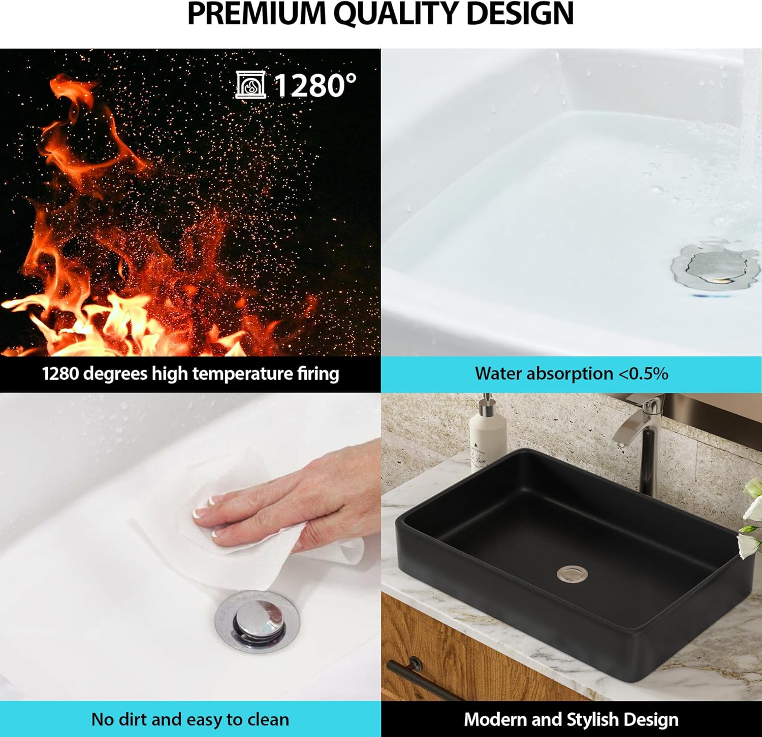 Lordear Ceramic Drop-in Rectangle Vessel Bathroom Sink  from Lordear