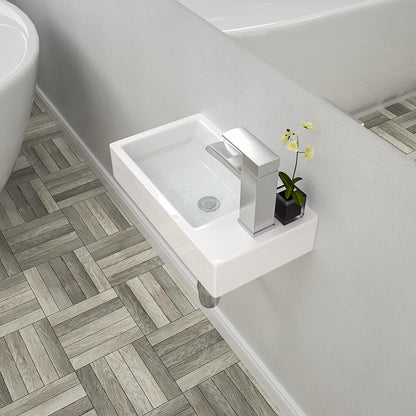 Lordear White Ceramic 18"x 10" Rectangle Wall Mount Bathroom Sink  from Lordear