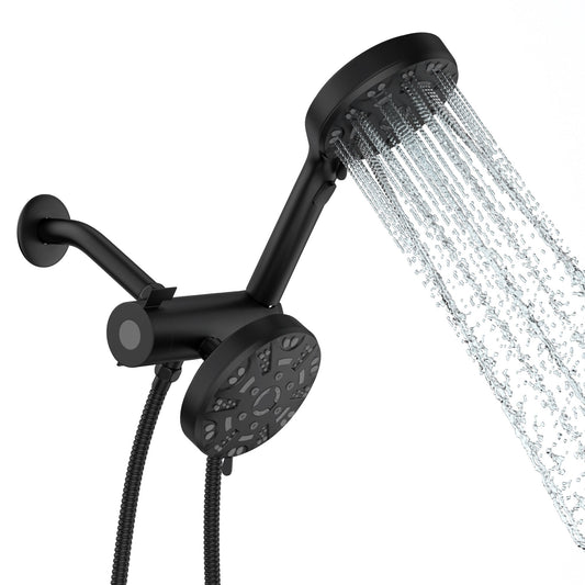 Lordear 5" Stainless Steel Wall Mounted Matte Black Rainfall Round Dual Head Shower Head  from Lordear