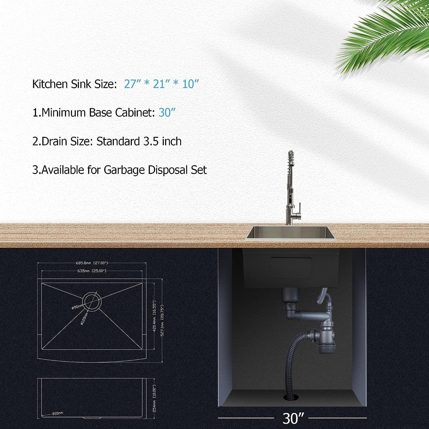 Lordear 27" Stainless Steel Single Bowl Farmhouse Kitchen Sink  from Lordear