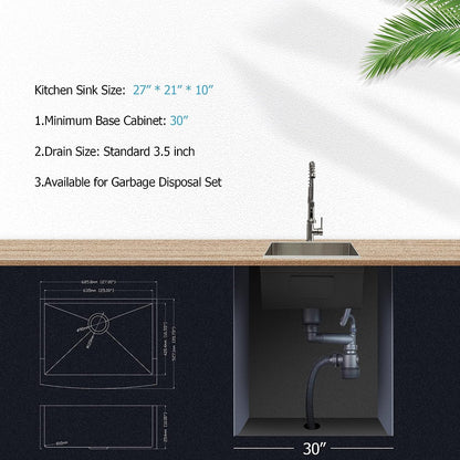Lordear 27" Stainless Steel Single Bowl Farmhouse Kitchen Sink  from Lordear
