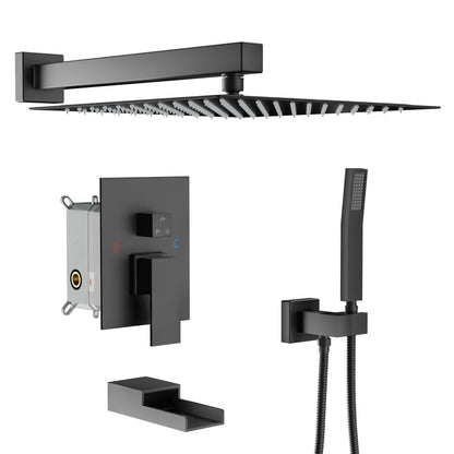 Lordear Stainless Steel Wall Mounted Rainfall Shower Head with Handheld and Waterfall Faucet  from Lordear