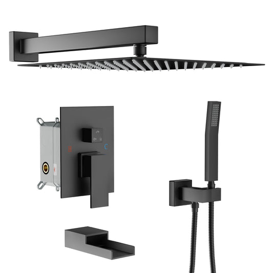 Lordear Stainless Steel Wall Mounted Rainfall Shower Head with Handheld and Waterfall Faucet  from Lordear