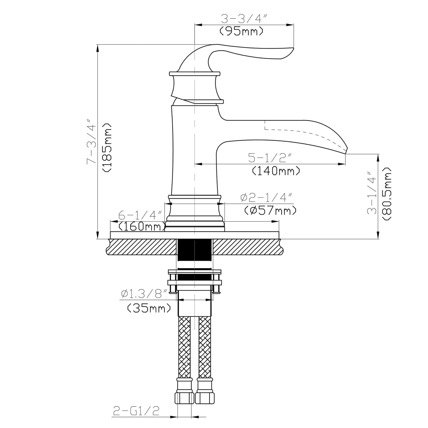 Lordear Brass Single Handle ‎Deck Mount Bathroom Waterfall Faucet with Water Hoses  from Lordear