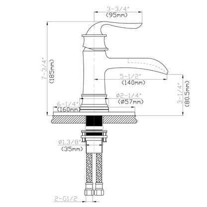 Lordear Brass Single Handle ‎Deck Mount Bathroom Waterfall Faucet with Water Hoses  from Lordear
