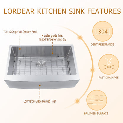 Lordear 36" x 21" Stainless Steel Apron Front Farmhouse Kitchen Sink  from Lordear