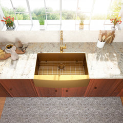 Lordear 33'' x 21'' Stainless Steel Gold Apron Front Farmhouse Kitchen Sink  from Lordear