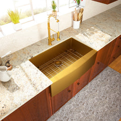 Lordear 33'' x 21'' Stainless Steel Gold Apron Front Farmhouse Kitchen Sink  from Lordear