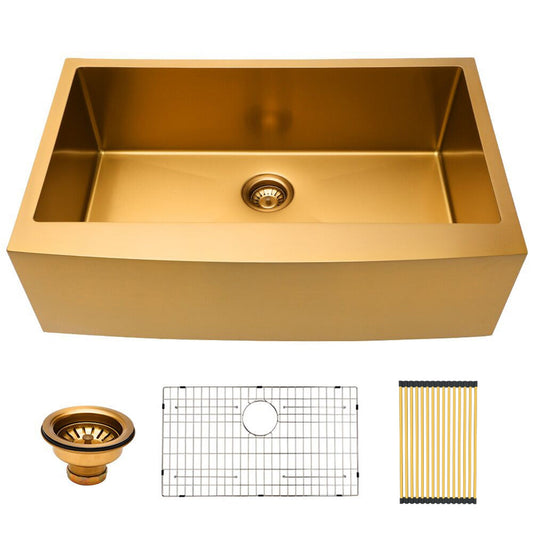 Lordear 33'' x 21'' Stainless Steel Gold Apron Front Farmhouse Kitchen Sink  from Lordear 2000