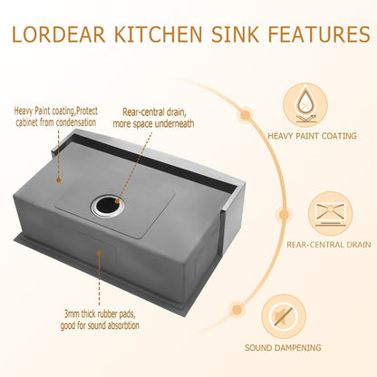 Lordear Stainless Steel Single Bowl Apron Front Farmhouse Workstation Kitchen Sink  from Lordear