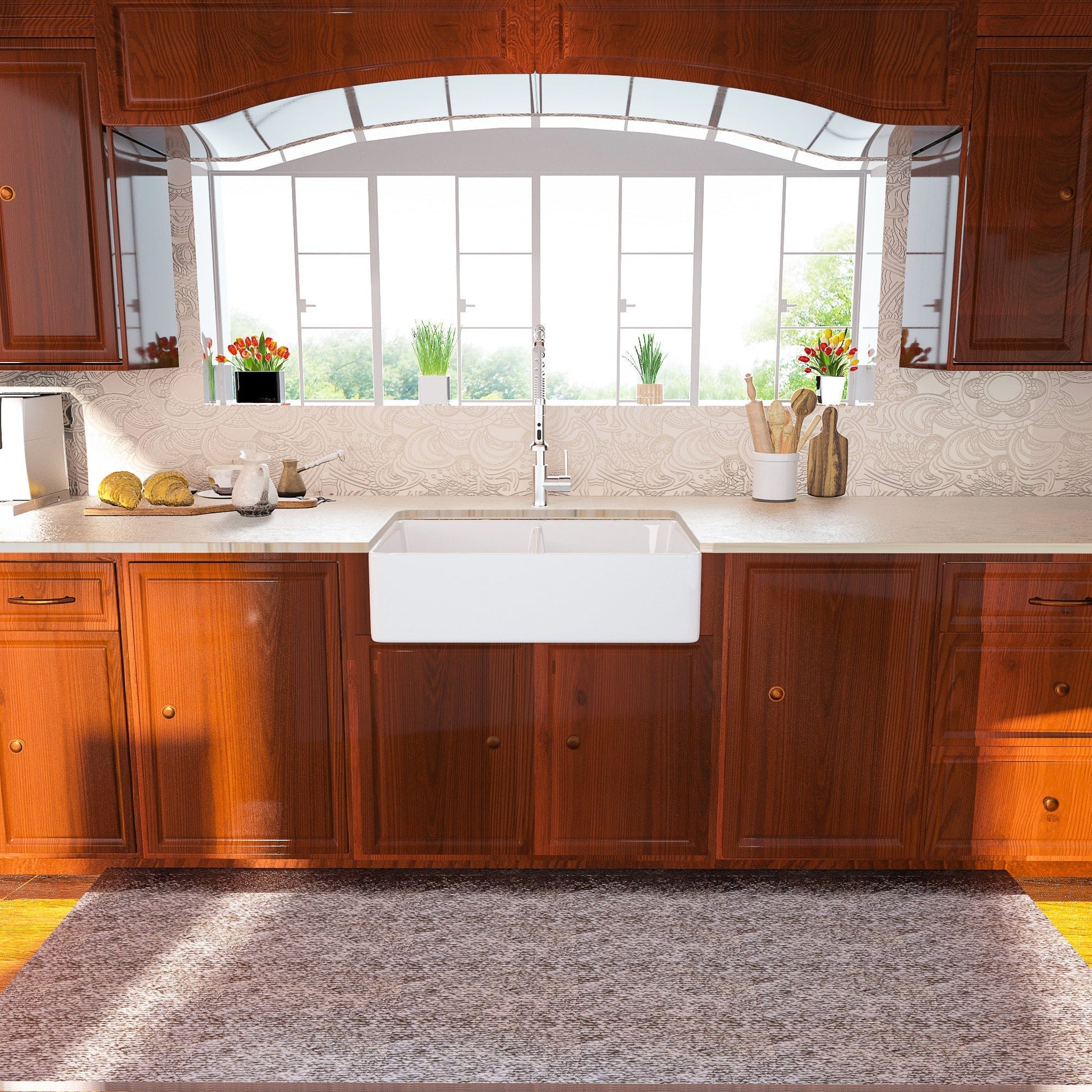Lordear 32" x 20" Ceramic Apron Front Double Equal Bowl Farmhouse Kitchen Sink  from Lordear