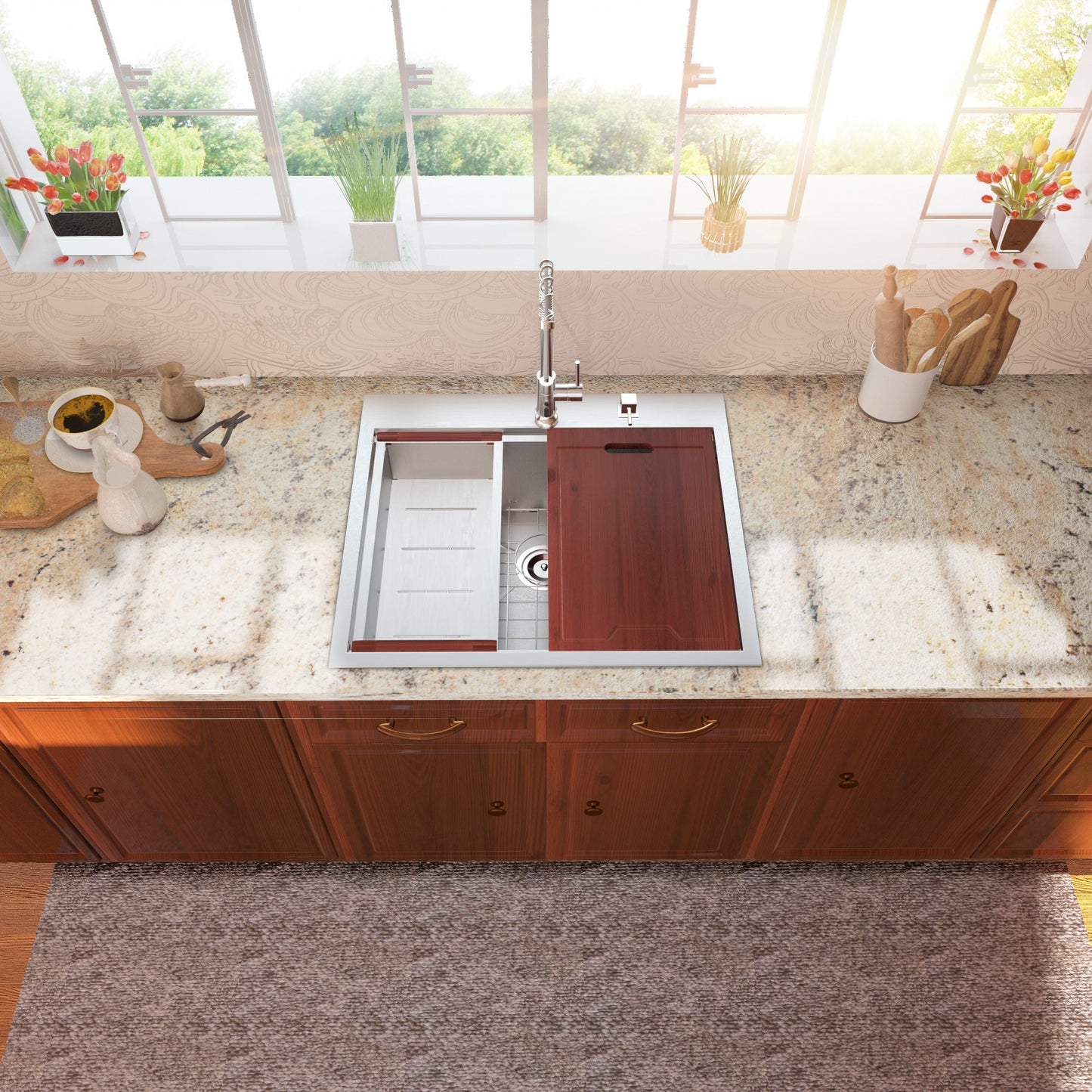 Lordear 25" Stainless Steel Single Bowl Topmount Workstation Kitchen Sink  from Lordear