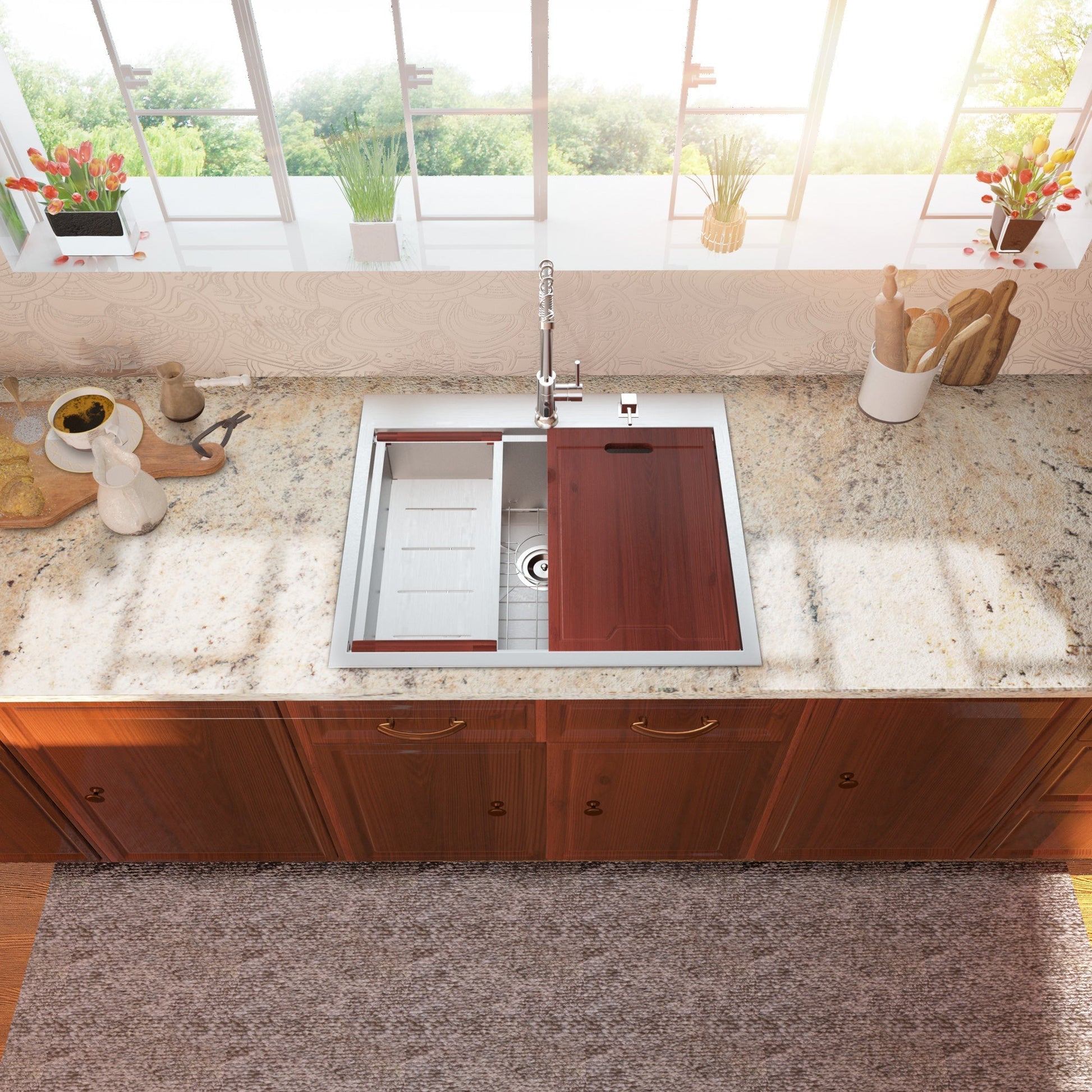 Lordear 25" Stainless Steel Single Bowl Topmount Workstation Kitchen Sink  from Lordear