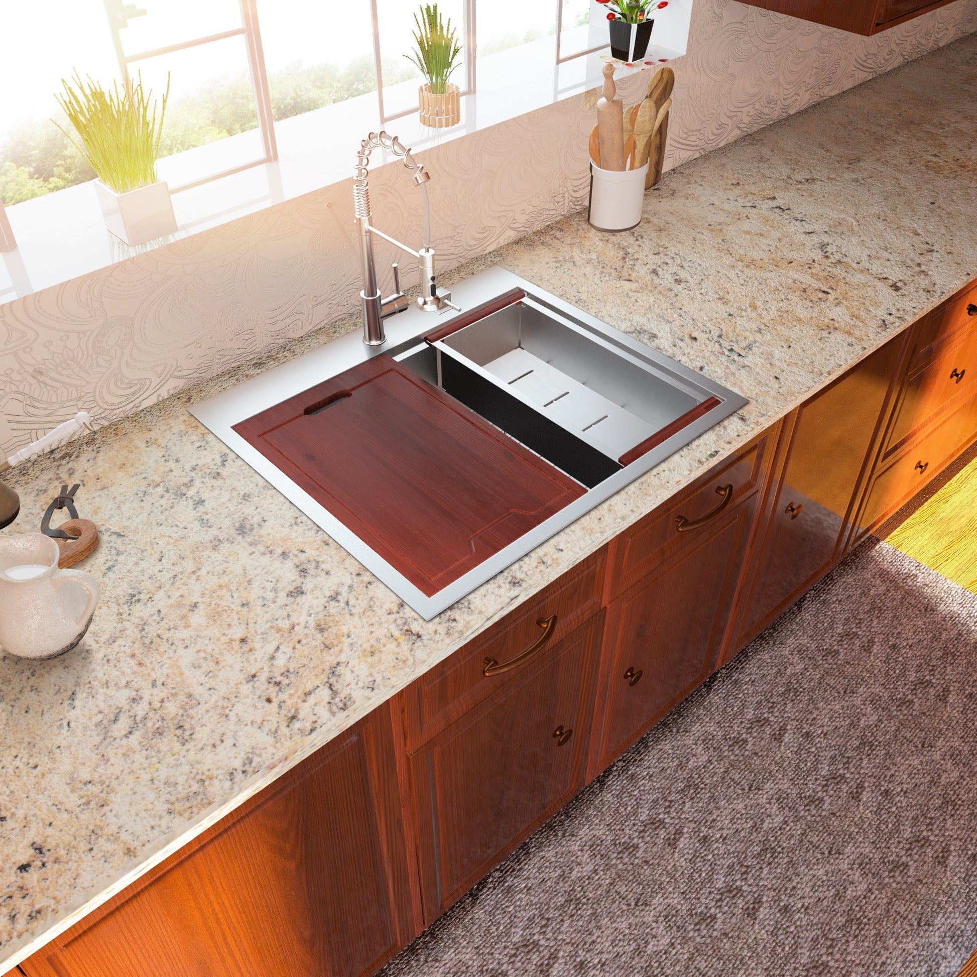 Lordear 25" Stainless Steel Single Bowl Topmount Workstation Kitchen Sink  from Lordear