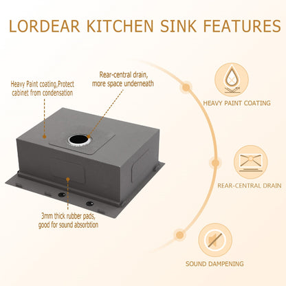 Lordear 25" Stainless Steel Single Bowl Topmount Workstation Kitchen Sink  from Lordear