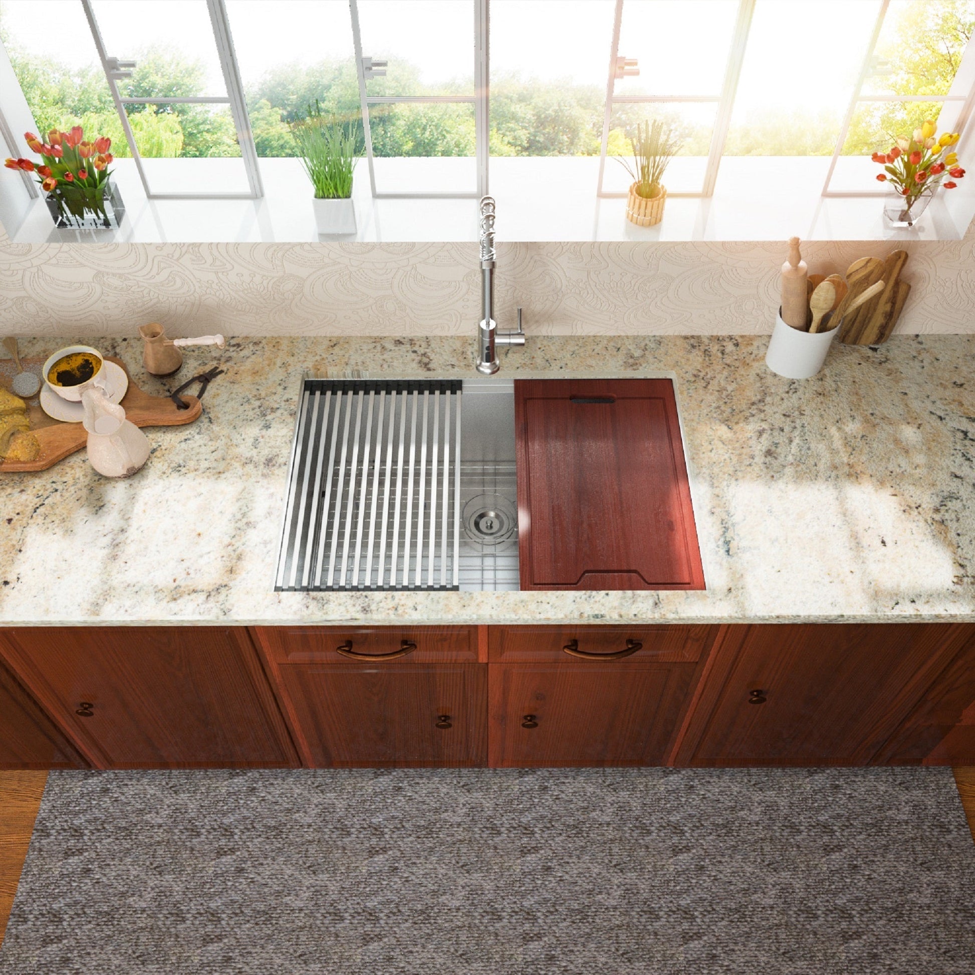Lordear 27" Stainless Steel Single Bowl Workstation Kitchen Sink with Accessories  from Lordear