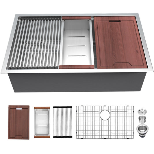 Lordear 27" Stainless Steel Single Bowl Workstation Kitchen Sink with Accessories  from Lordear