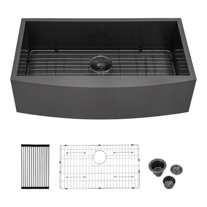 Lordear 30" x 20" Stainless Steel Black Single Bowl Farmhouse Kitchen Sink  from Lordear