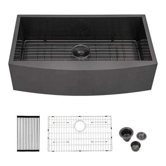 Lordear 30" x 20" Stainless Steel Black Single Bowl Farmhouse Kitchen Sink  from Lordear