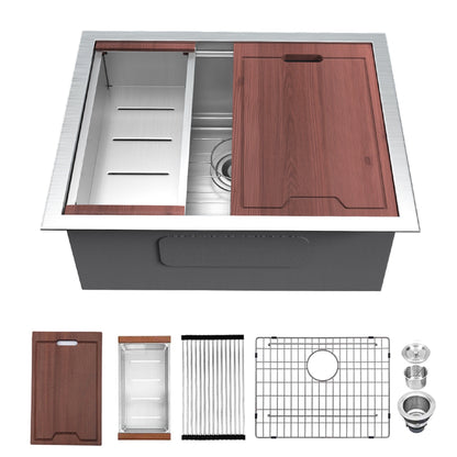 Lordear 23" Stainless Steel Undermount Brushed Single Bowl Workstation Kitchen Sink  from Lordear