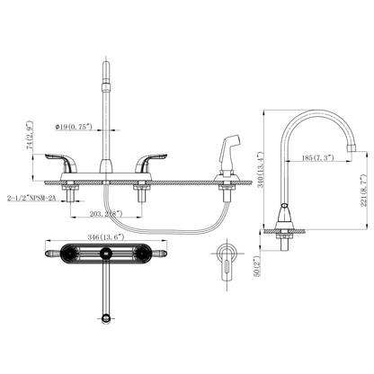 Lordear Brass Modern Design Double Handle Pull Out Spray Head Kitchen Faucet  from Lordear