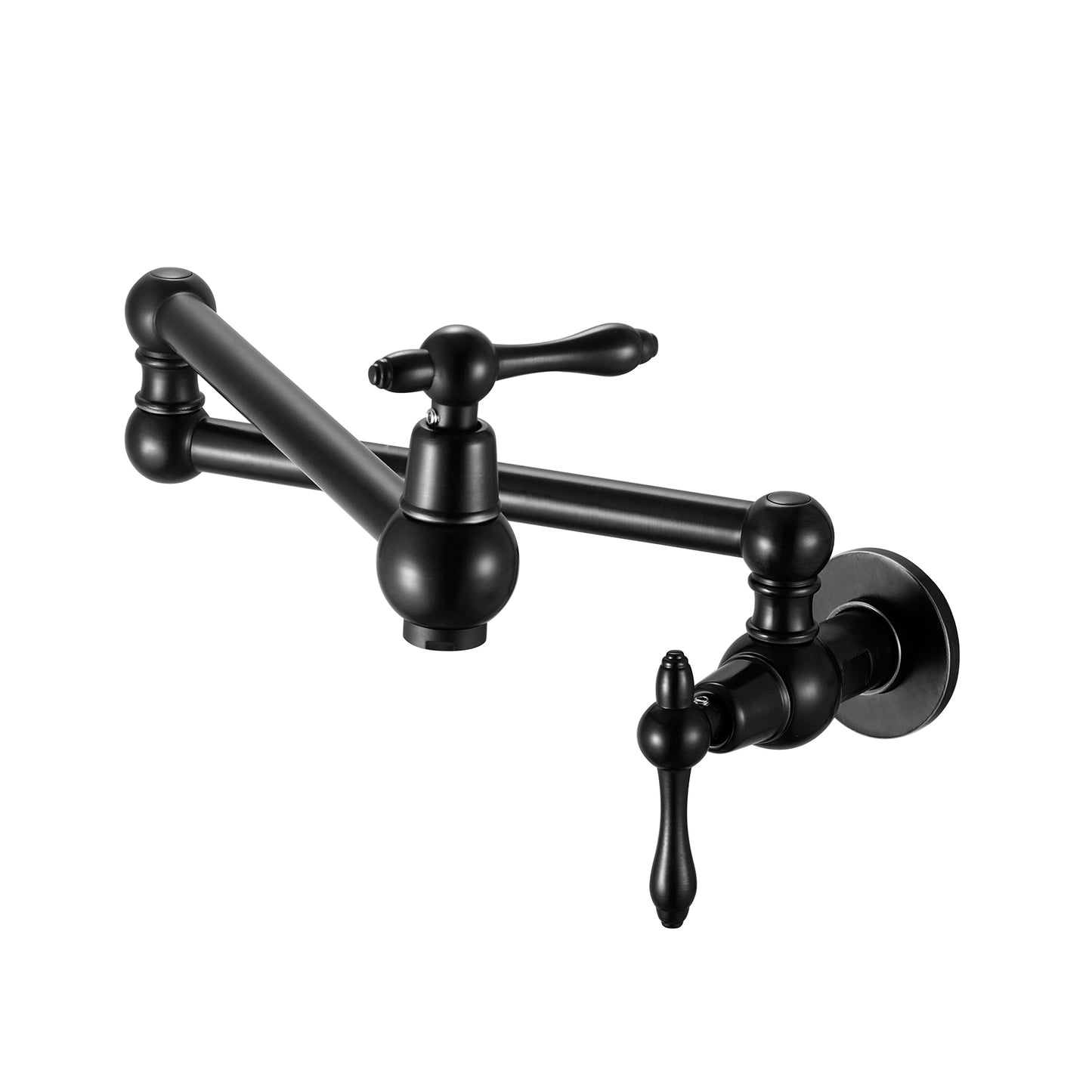 Lordear Wall Mounted Pot Filler Faucet with Double Joint Swing Arms in Black  from Lordear